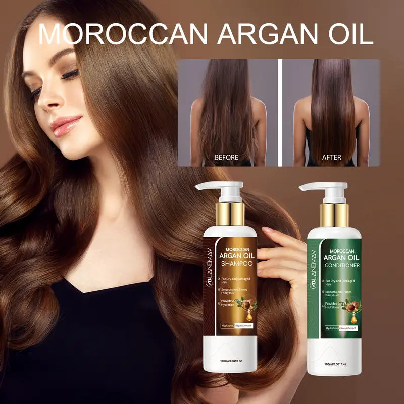 2pcs Moroccan Argan Oil Shampoo & Conditioner Set - Escour Mart