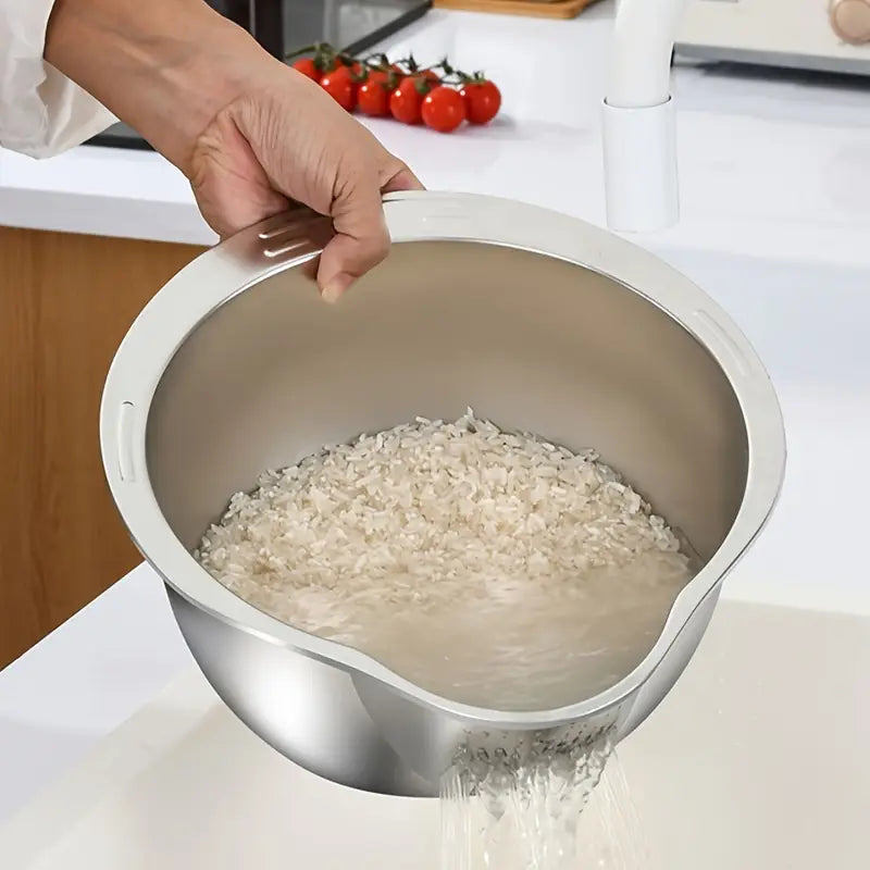 Stainless Steel Multi-Use Kitchen Colander - Durable & Food-Safe