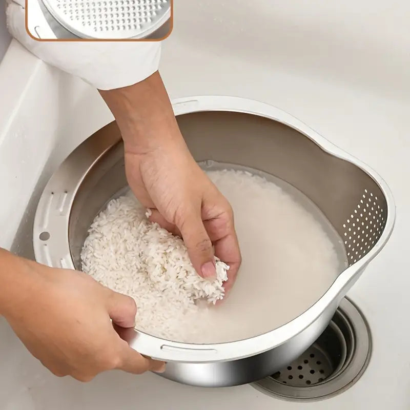Stainless Steel Multi-Use Kitchen Colander - Durable & Food-Safe
