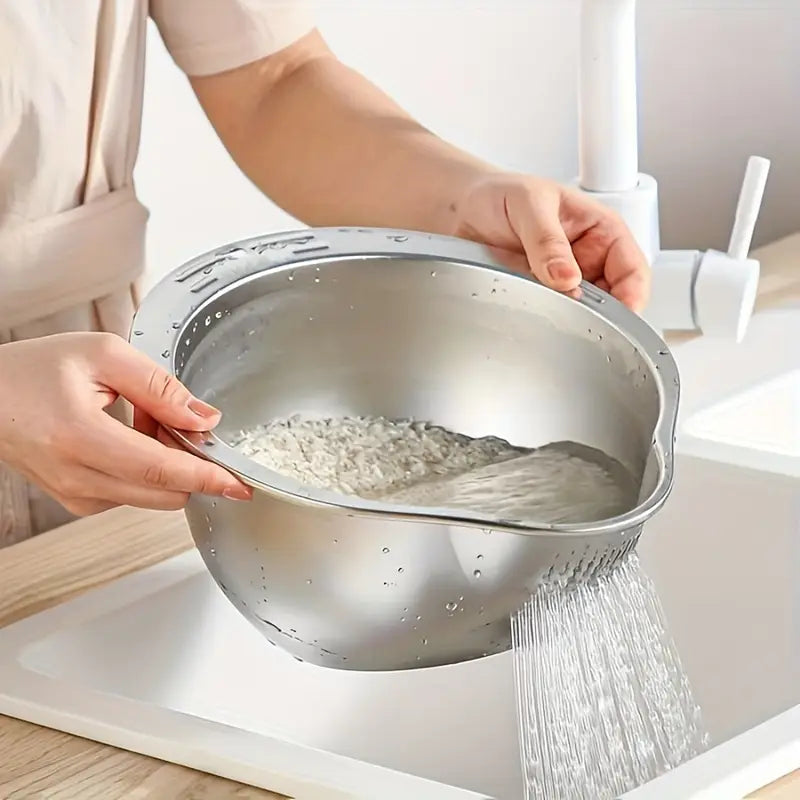 Stainless Steel Multi-Use Kitchen Colander - Durable & Food-Safe