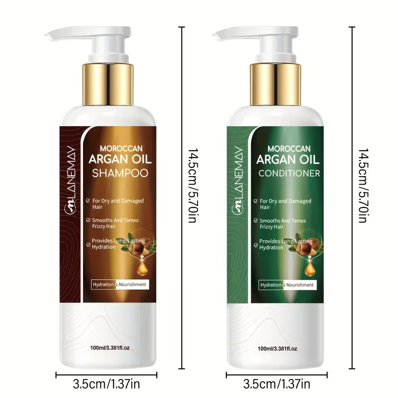 2pcs Moroccan Argan Oil Shampoo & Conditioner Set - Escour Mart