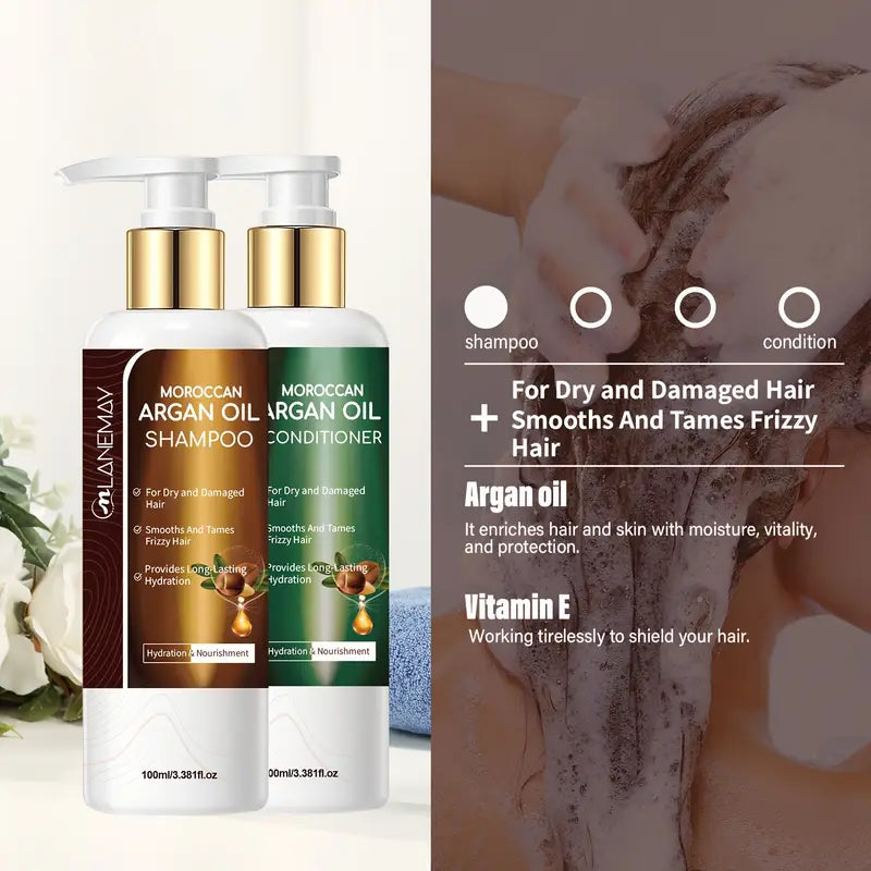 2pcs Moroccan Argan Oil Shampoo & Conditioner Set - Escour Mart