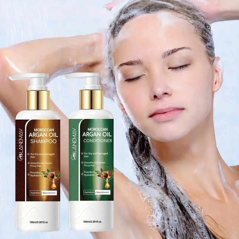 2pcs Moroccan Argan Oil Shampoo & Conditioner Set - Escour Mart