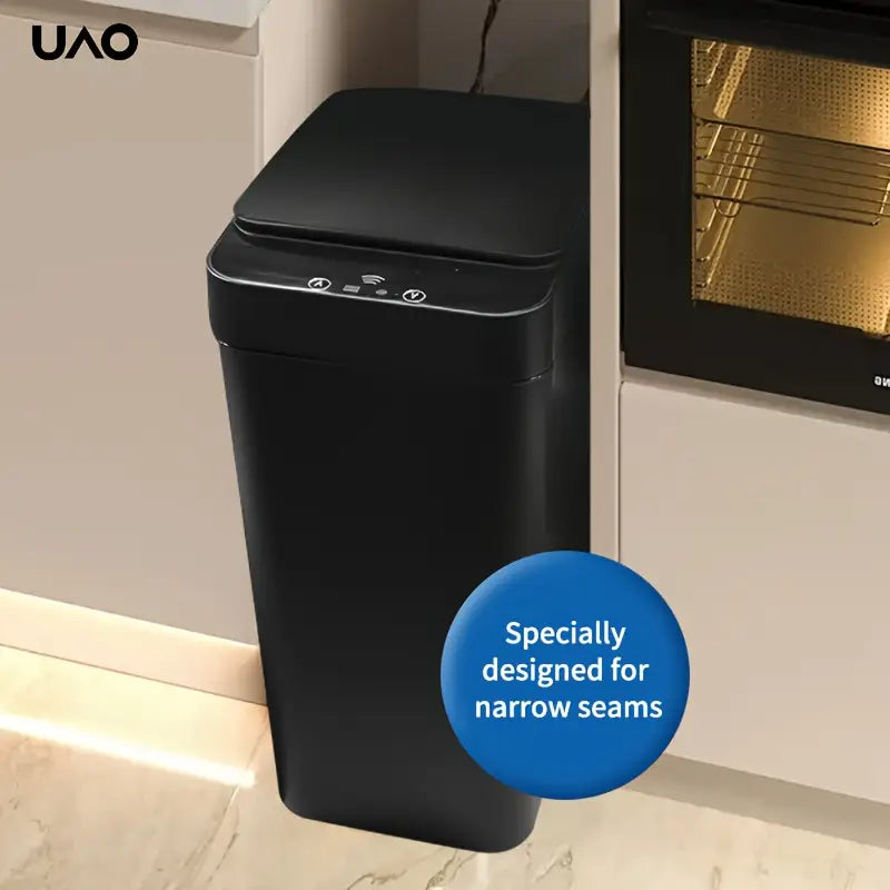 Smart Slim Trash Can with Kick-Open Lid - Battery-Powered Ideal for Kitchen Trash