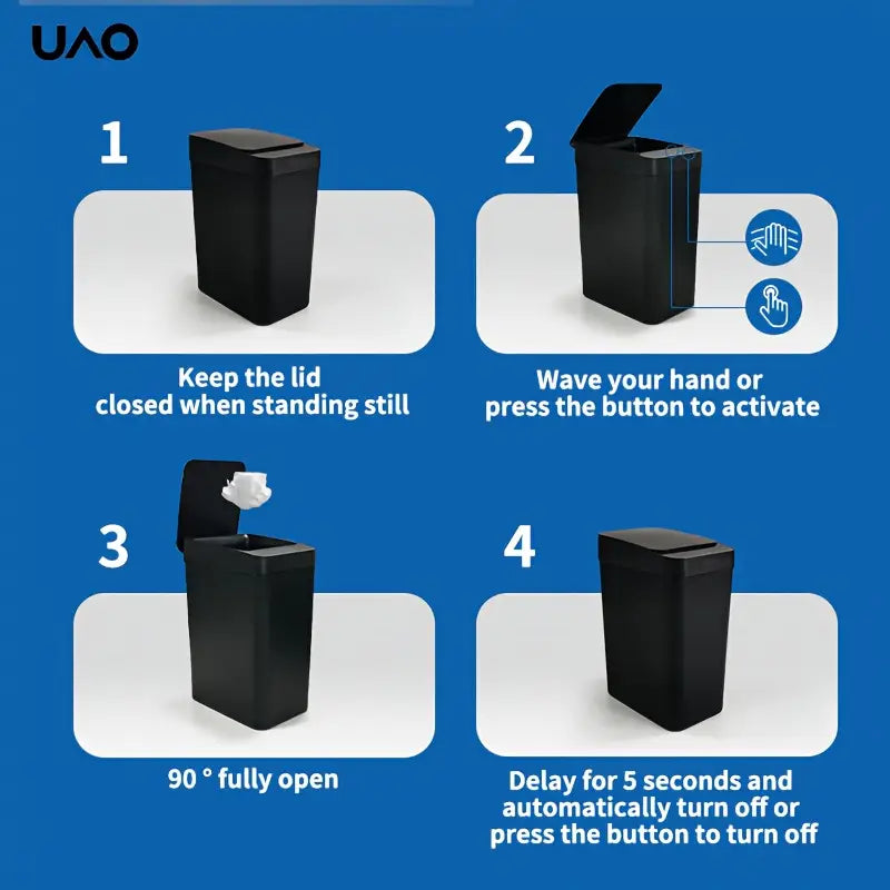 Smart Slim Trash Can with Kick-Open Lid - Battery-Powered Ideal for Kitchen Trash