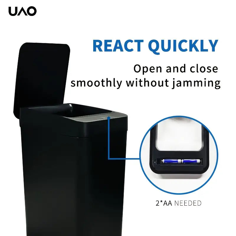 Smart Slim Trash Can with Kick-Open Lid - Battery-Powered Ideal for Kitchen Trash