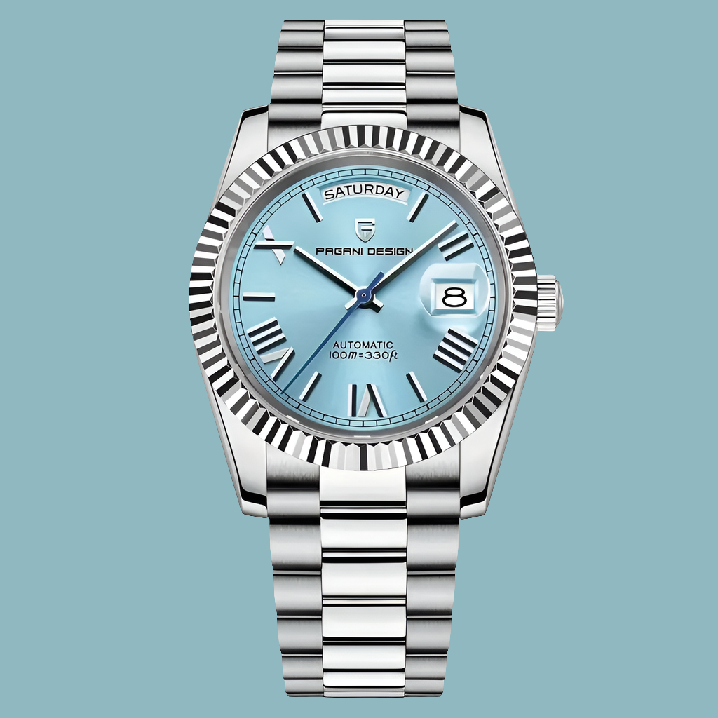 Pagani Design Mens Watch 40mm Japanese NH36A Automatic Mechanical Stainless Steel Luxury Mens Wristwatch - Sky Blue