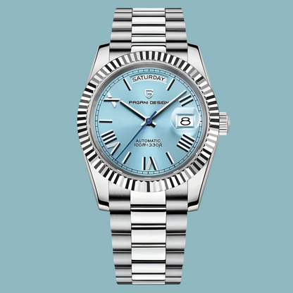 Pagani Design Mens Watch 40mm Japanese NH36A Automatic Mechanical Stainless Steel Luxury Mens Wristwatch - Sky Blue