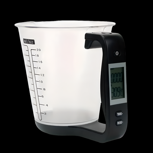 Compact Digital Kitchen Scale with LCD Display – Precision Measuring Cup & Temperature Function - Black