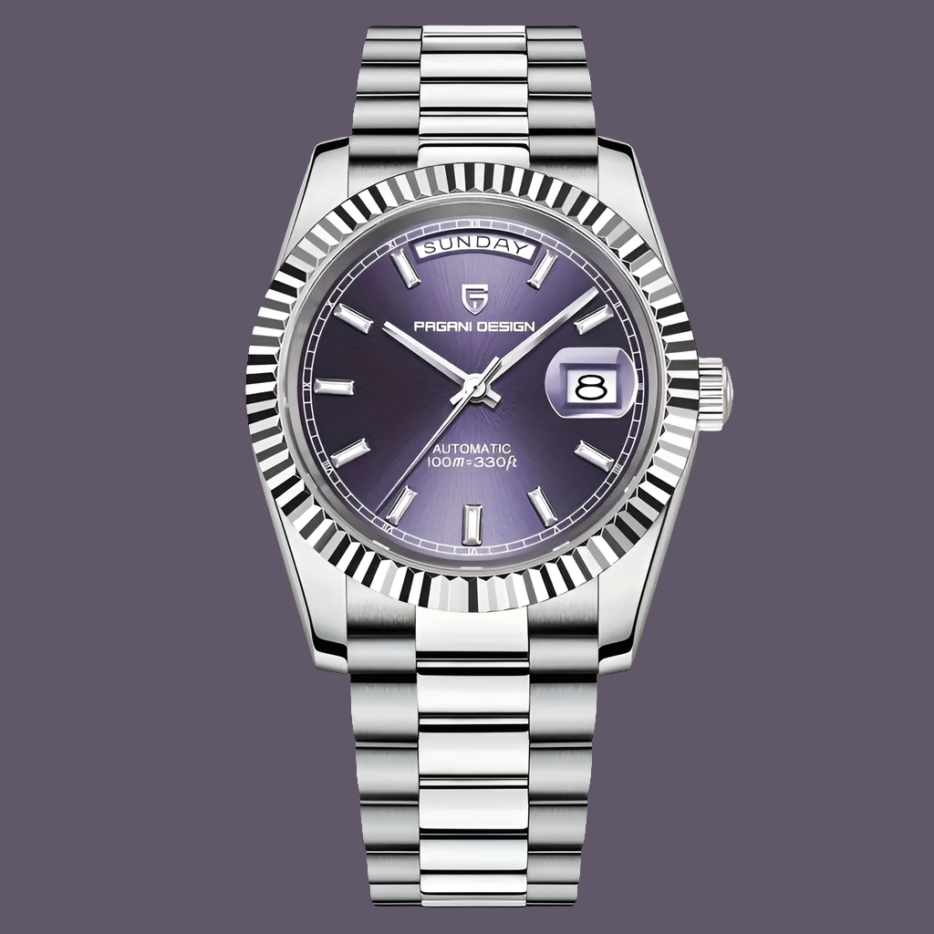 Pagani Design Mens Watch 40mm Japanese NH36A Automatic Mechanical Stainless Steel Luxury Mens Wristwatch - Purple