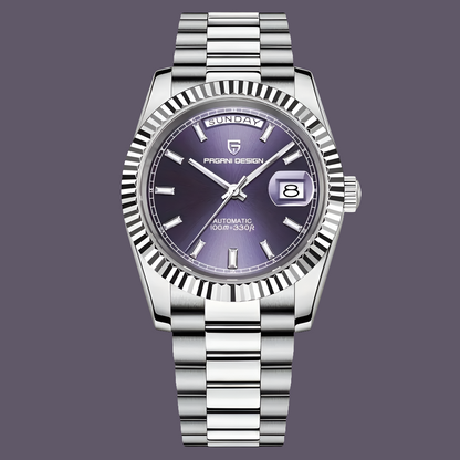 Pagani Design Mens Watch 40mm Japanese NH36A Automatic Mechanical Stainless Steel Luxury Mens Wristwatch - Purple