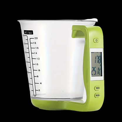 Compact Digital Kitchen Scale with LCD Display – Precision Measuring Cup & Temperature Function - Green