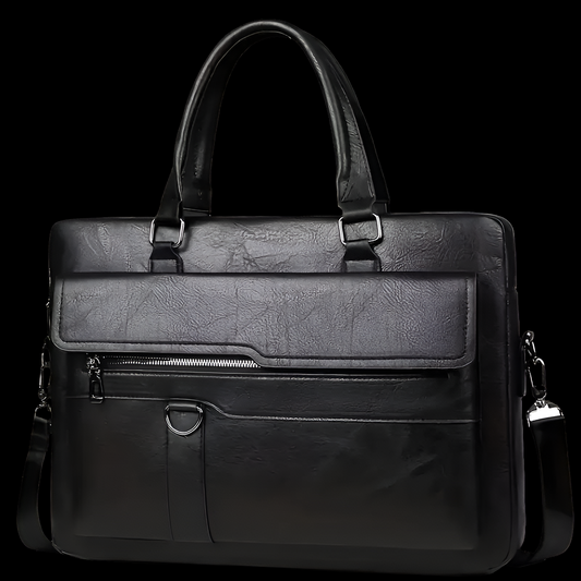 Vintage Business Briefcase - Brown Laptop & Tablet Messenger Bag - Black