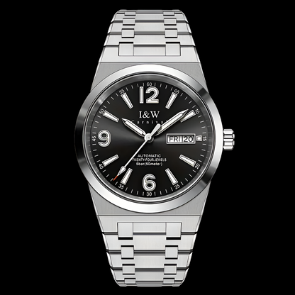 I&W CARNIVAL Men’s Automatic Mechanical Watch Sapphire Waterproof Luminous Dual Calendar Clock - Black