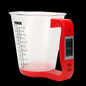 Compact Digital Kitchen Scale with LCD Display – Precision Measuring Cup & Temperature Function - Red