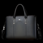A Men’S PU Tote Bag Messenger Bag Adjustable Shoulder Strap Crossbody Bag - Black