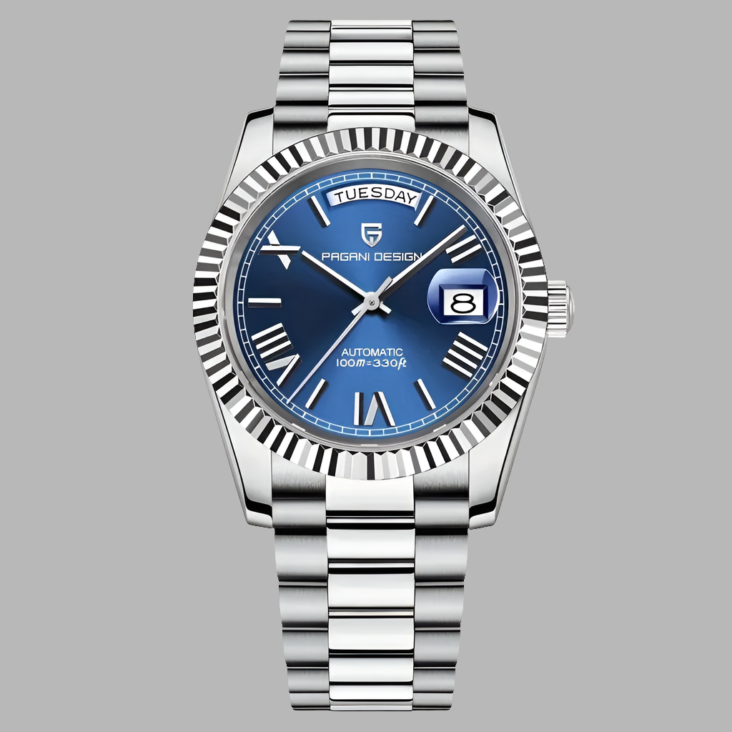 Pagani Design Mens Watch 40mm Japanese NH36A Automatic Mechanical Stainless Steel Luxury Mens Wristwatch - Deep Blue