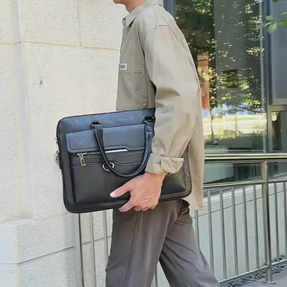Vintage Business Briefcase - Brown Laptop & Tablet Messenger Bag