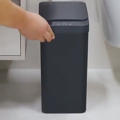 Smart Slim Trash Can with Kick-Open Lid - Battery-Powered, Ideal for Kitchen Trash Can