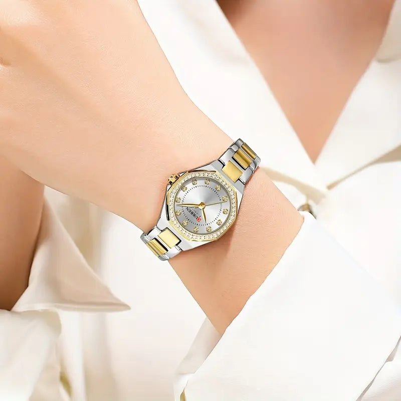 CURREN Women’s Luxury Rhinestone Watch – Elegant Stainless Steel Timepiece