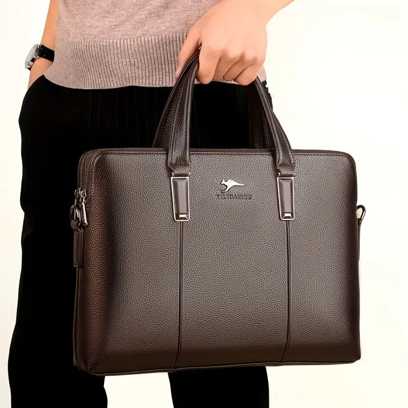 A Men’S PU Tote Bag Messenger Bag Adjustable Shoulder Strap Crossbody Bag