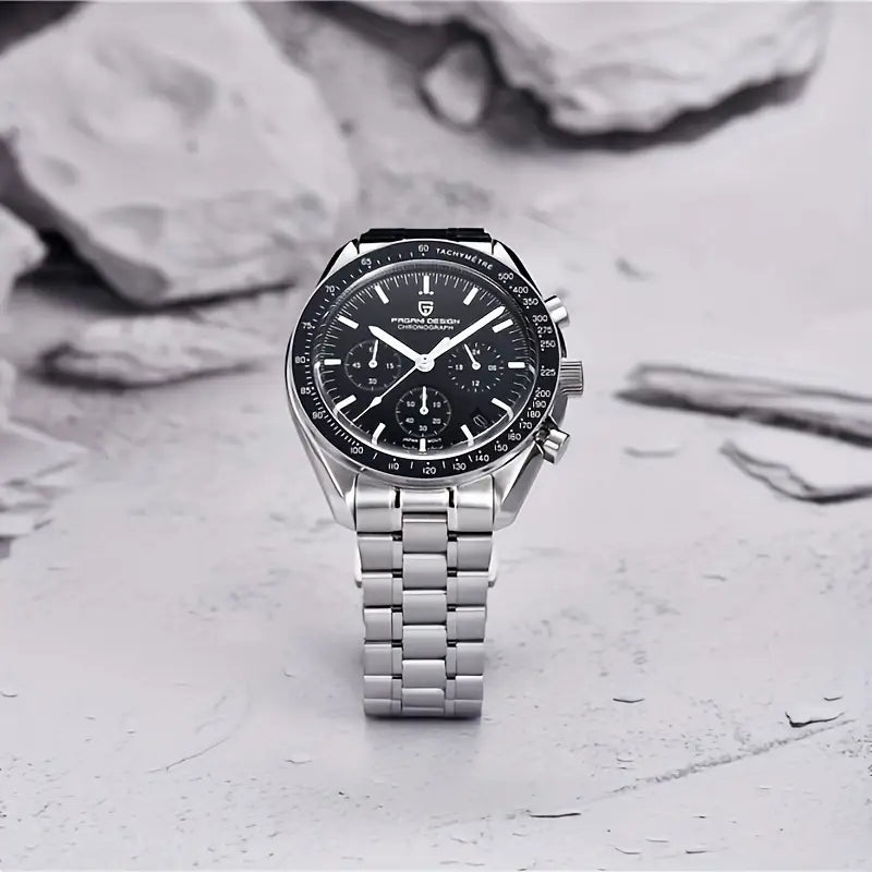 PAGANI DESIGN Sports Quartz Men’S Watch with Chronograph Stainless Steel Wristwatch