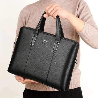 A Men’S PU Tote Bag Messenger Bag Adjustable Shoulder Strap Crossbody Bag