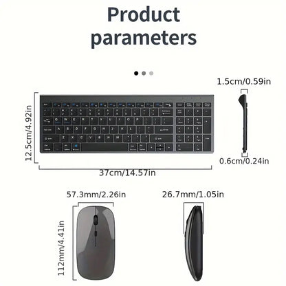 Wireless Keyboard and Mouse Combo Rechargeable Full Size Multi-Device Wireless Keyboard Mouse Combo