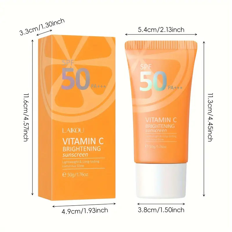 LAIKOU Vitamin C Sunscreen 1.76oz Waterproof Sunblock Long Lasting Sun Cream with Vitamin E & Niacinamide