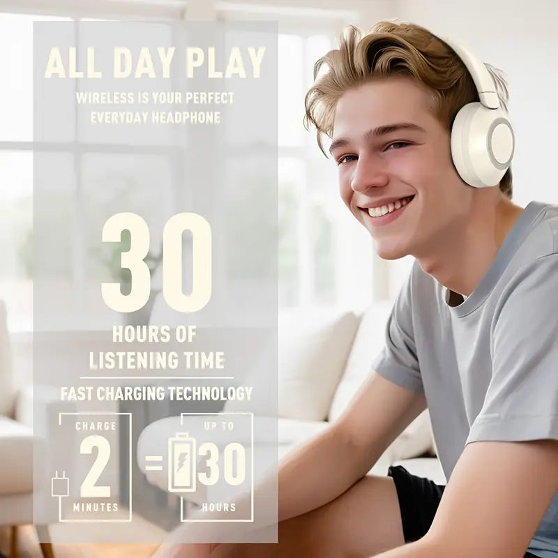 Noise-Canceling Over-Ear Wireless Headphones – Foldable Design