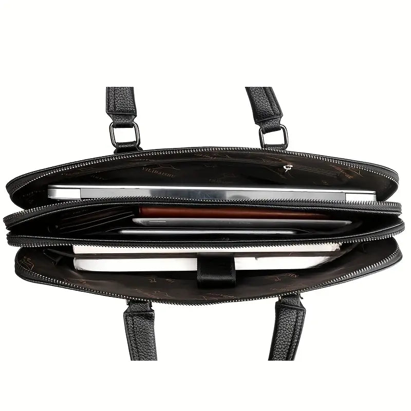 A Men’S PU Tote Bag Messenger Bag Adjustable Shoulder Strap Crossbody Bag