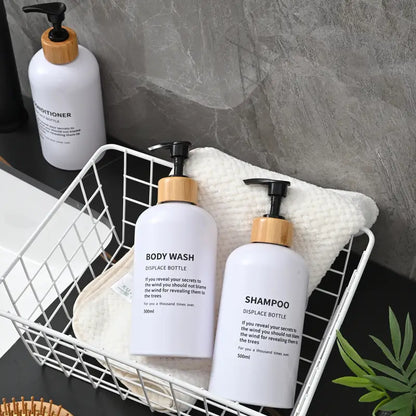 3pcs White Boston 500ml Shampoo Shower Gel Conditioner Separated Bottles