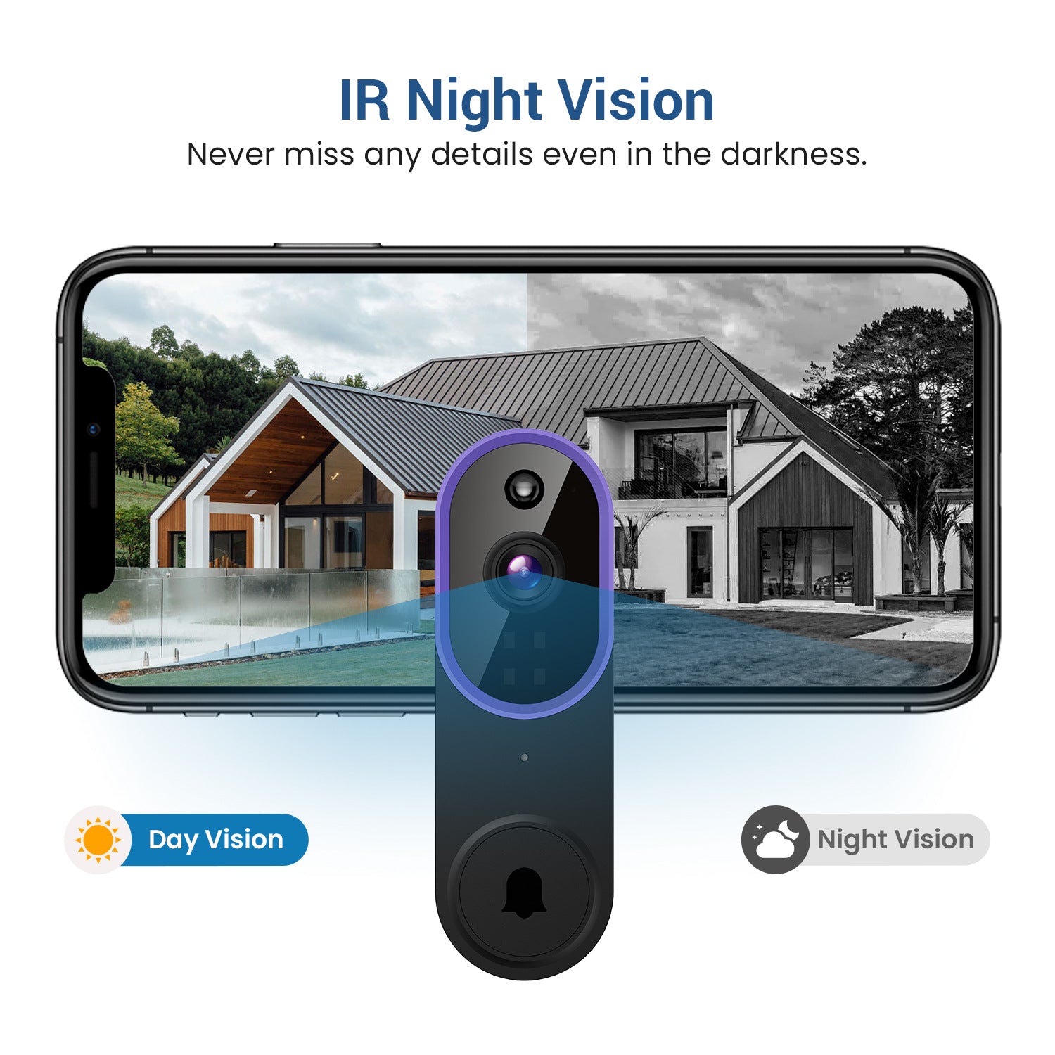 Outdoor Wireless Video Doorbell – Smart Security with Night Vision & Intercom