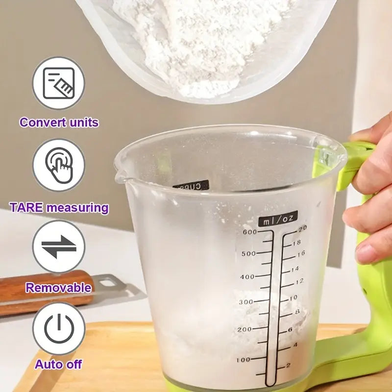 Compact Digital Kitchen Scale with LCD Display – Precision Measuring Cup & Temperature Function