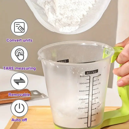 Compact Digital Kitchen Scale with LCD Display – Precision Measuring Cup & Temperature Function
