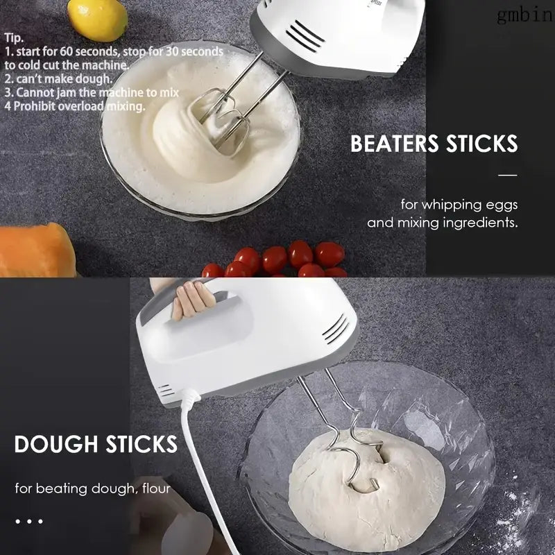 White European Standard Electric Smart Multifunctional Egg Beater Mixer - 6pcs Set