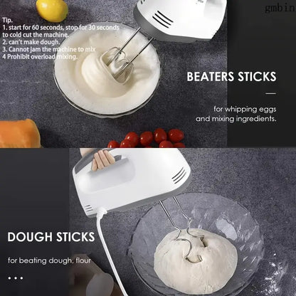 White European Standard Electric Smart Multifunctional Egg Beater Mixer - 6pcs Set