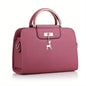 Women’S Fashion Red Handbag with Embossed Design Striped Pattern - Rubber Red