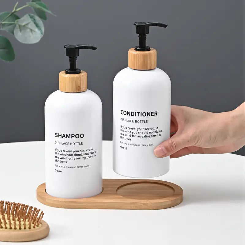 3pcs White Boston 500ml Shampoo, Shower Gel, Conditioner Separated Bottles - Escour Mart