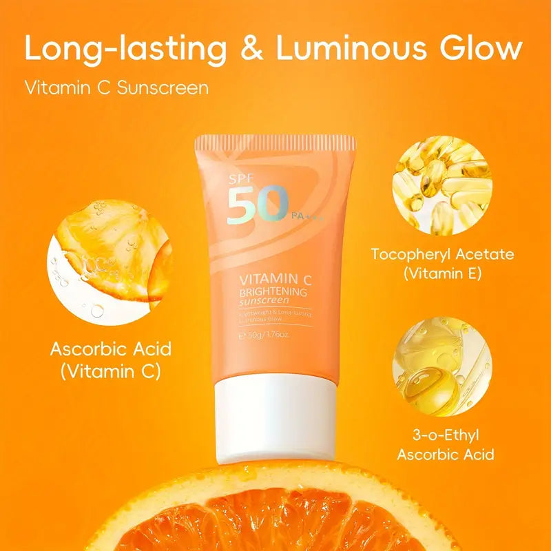 LAIKOU Vitamin C Sunscreen 1.76oz Waterproof Sunblock Long Lasting Sun Cream with Vitamin E & Niacinamide