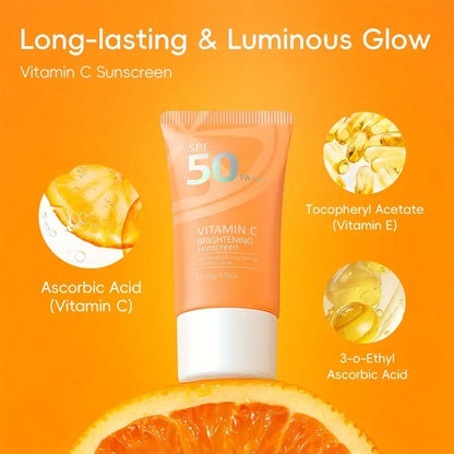 LAIKOU Vitamin C Sunscreen 1.76oz Waterproof Sunblock Long Lasting Sun Cream with Vitamin E & Niacinamide