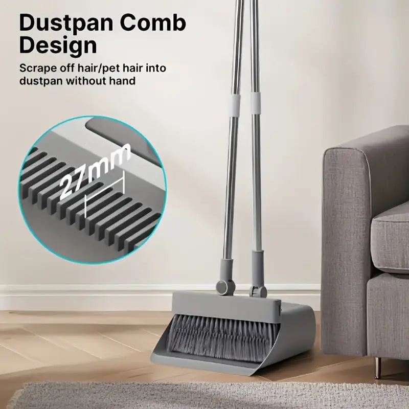 4-in-1 Folding Rotating Broom Set with Durable Plastic Handle