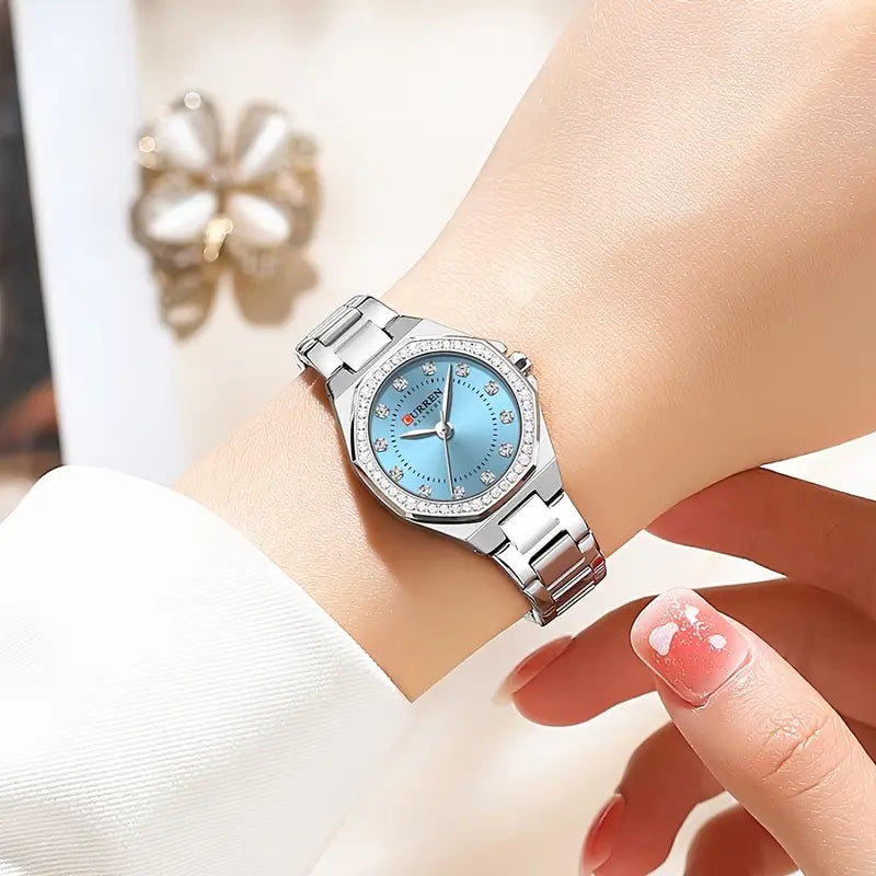 CURREN Women’s Luxury Rhinestone Watch – Elegant Stainless Steel Timepiece