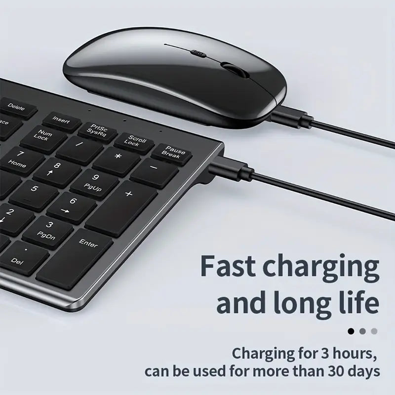 Wireless Keyboard and Mouse Combo Rechargeable Full Size Multi-Device Wireless Keyboard Mouse Combo