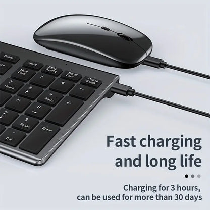 Wireless Keyboard and Mouse Combo Rechargeable Full Size Multi-Device Wireless Keyboard Mouse Combo