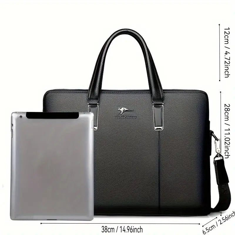 A Men’S PU Tote Bag Messenger Bag Adjustable Shoulder Strap Crossbody Bag