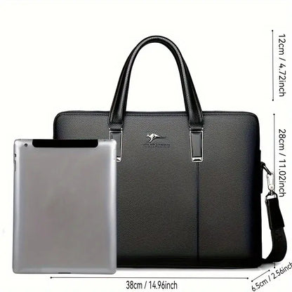 A Men’S PU Tote Bag Messenger Bag Adjustable Shoulder Strap Crossbody Bag