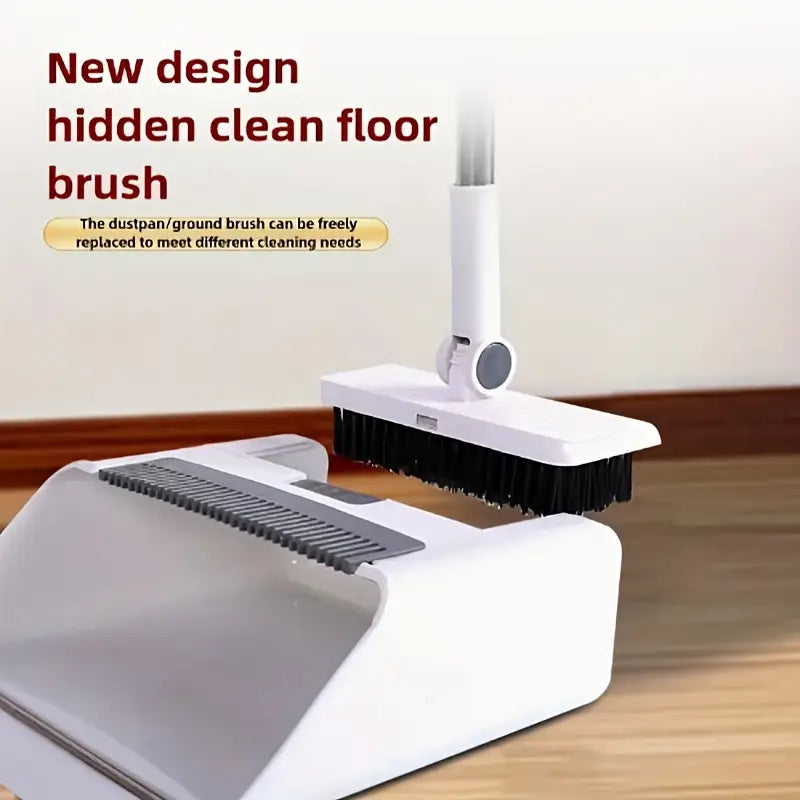 4-in-1 Folding Rotating Broom Set with Durable Plastic Handle
