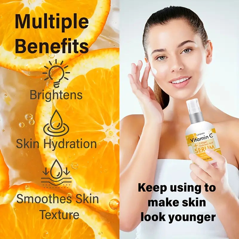 Vitamin C Serum with Collagen - Hydrates Moisturizes & Improves Skin Texture