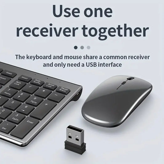 Wireless Keyboard and Mouse Combo Rechargeable Full Size Multi-Device Wireless Keyboard Mouse Combo